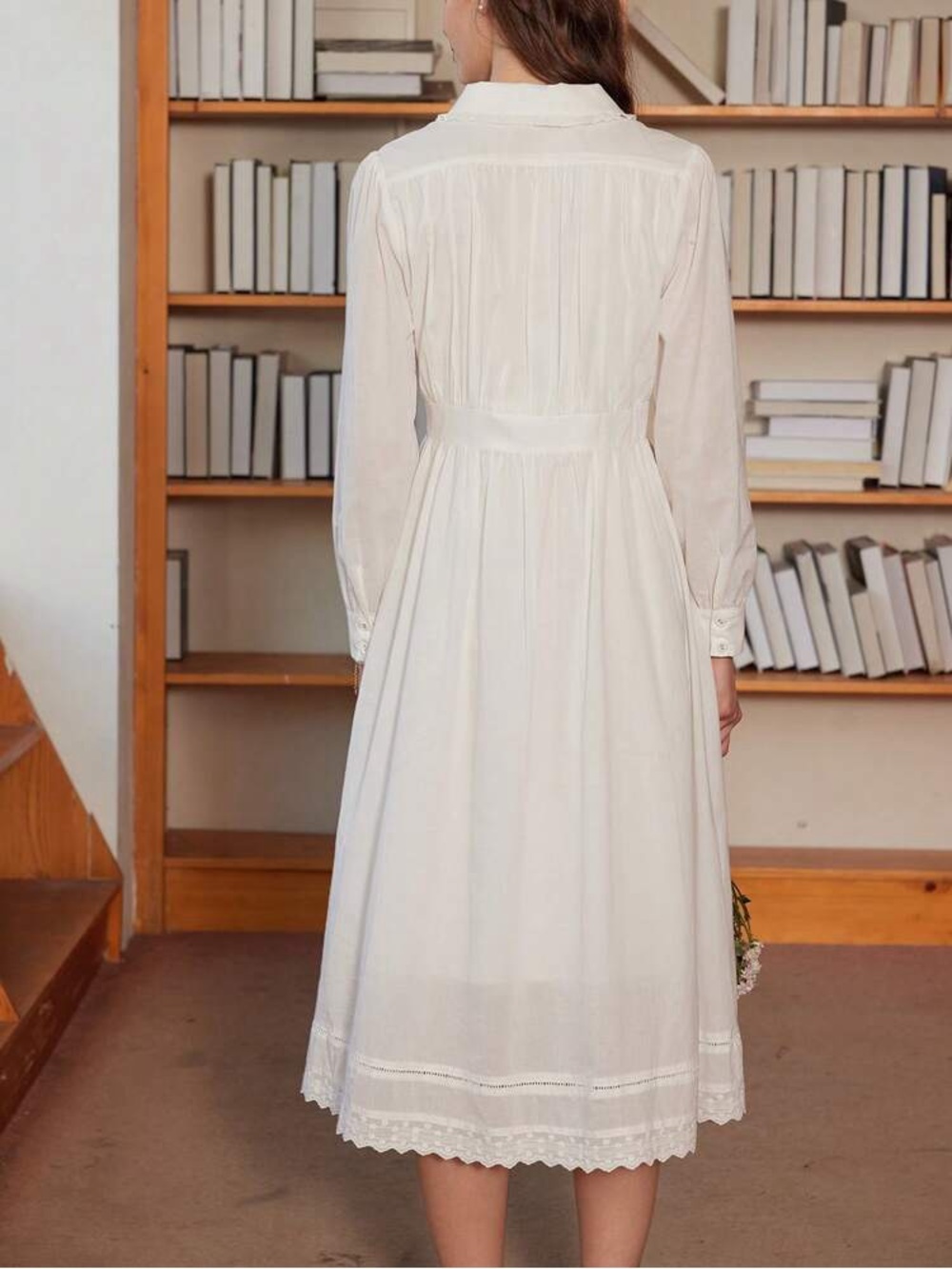 Simple Retro Embroidered Prairie Dress 100% Cotton - Picture 4 of 14